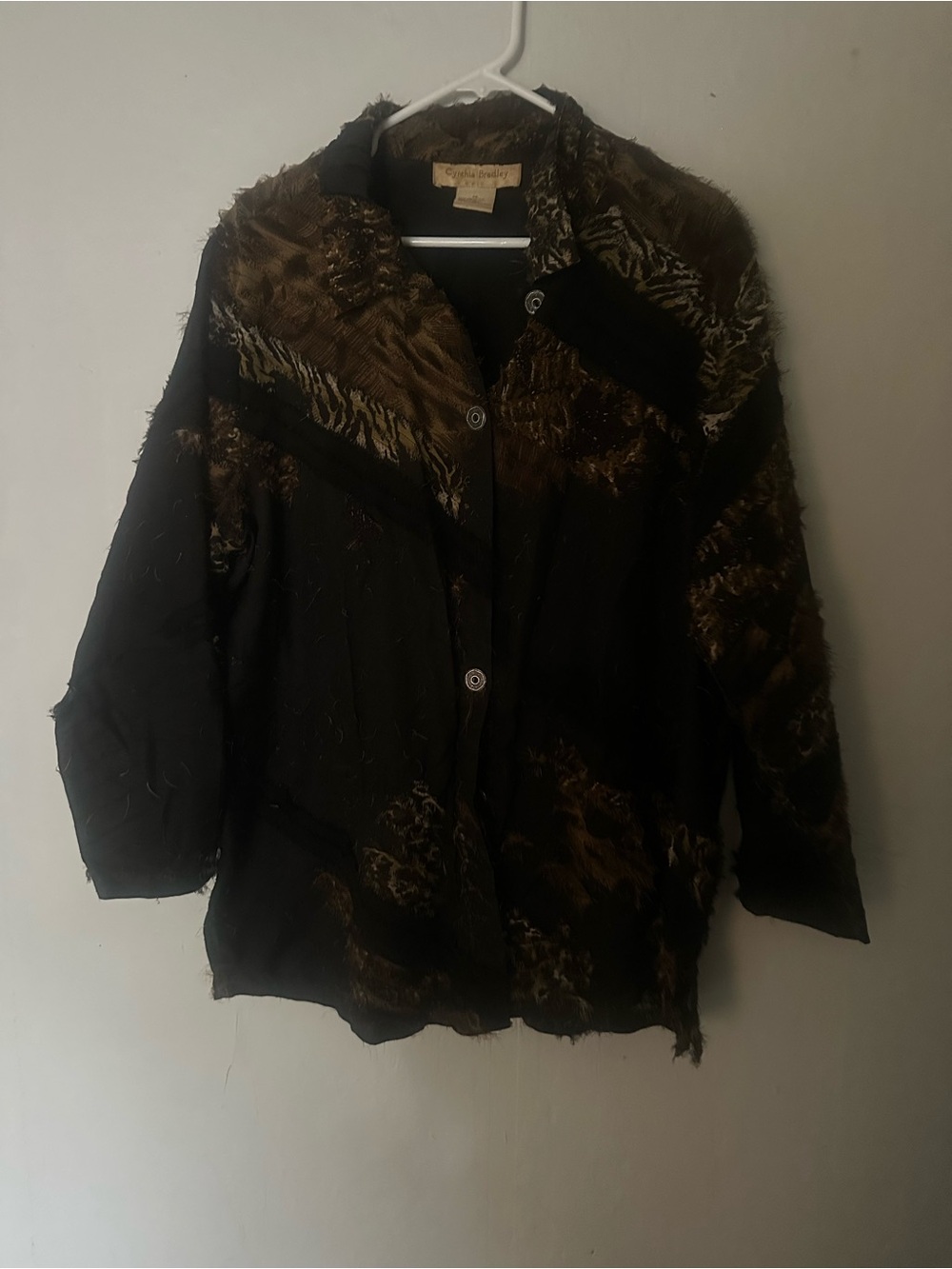 Women’s Black Jacket with Brown Textured Accents